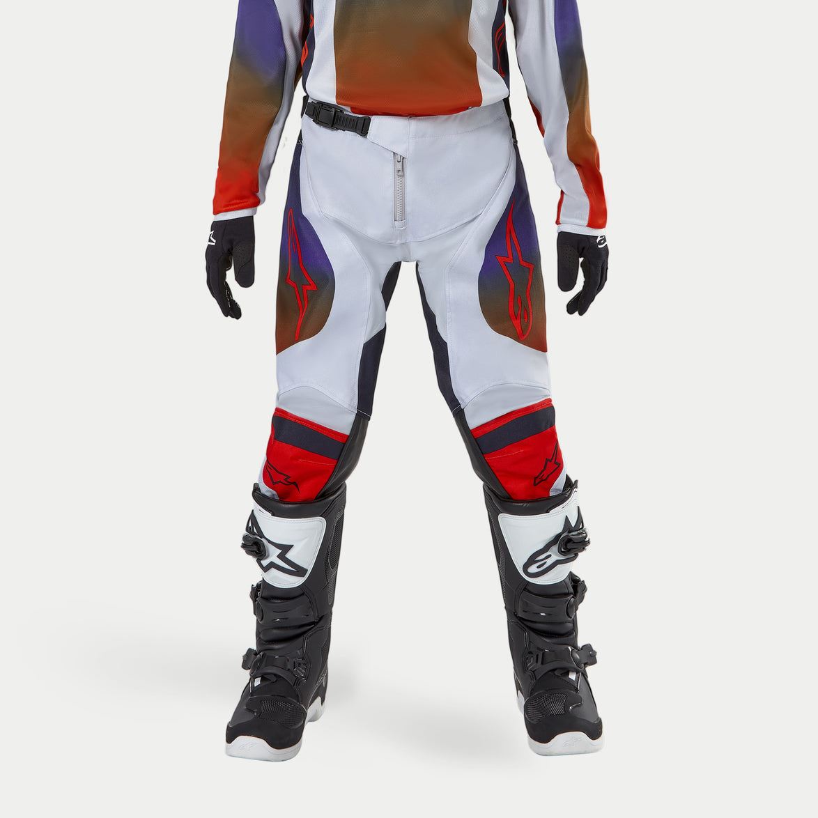 Alpinestars 2024 Racer Hoen Youth Motocross Pants Light Grey Hot Orange Black